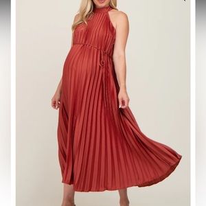 Pinkblush Rust Pleated Maternity Halter Dress